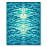 Cascading Teal Waves Geometric Area Rug
