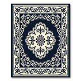 Navy Ivory Traditional Persian Medallion Area Rug