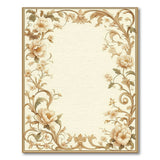 Ornate Peony Border Cream Area Rug