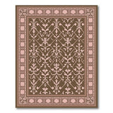 ODIKA Vintage Damask Brown Washable Area Rug Low Pile Non-Slip