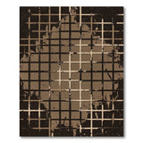 Distressed Brown Tan Grid Vintage Rug