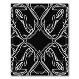 Black White Geometric Creature Motif Area Rug