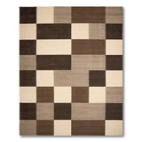 Geometric Modern Brown Tan Geometric Block Area Rug