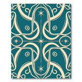 Teal Geometric Swirl Area Rug with Stars
