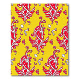 Vibrant Red on Yellow Abstract Swirl Rug