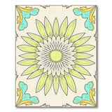 Vintage Lime Green Daisy Floral Area Rug