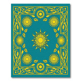 Ornate Teal Sunflower Floral Area Rug