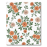 Orange Rose Floral Pattern Area Rug