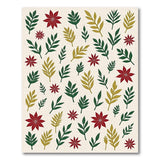 Red Poinsettia Gold Leaf Floral Area Rug