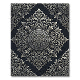 Elegant Silver Baroque Damask Area Rug