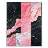 Black Pink Marble Gold Vein Abstract Rug
