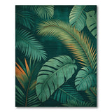 Washable Tropical Botanical Palm Leaf Area Rug - Dark Green Low Pile