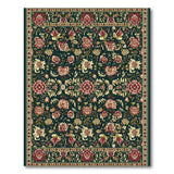 Traditional Persian Floral Area Rug in Deep Green Red