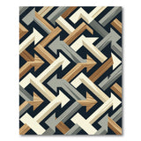 Modern Grey Arrow Maze Geometric Rug