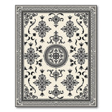 Washable Vintage Black and Cream Damask Medallion Area Rug
