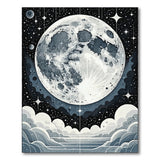 Cosmic Full Moon Night Sky Area Rug