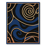 Navy Blue Gold Swirl Abstract Area Rug