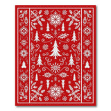 Festive Red Christmas Tree Snowflake Area Rug