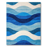 Layered Blue Waves Modern Area Rug
