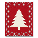 Festive Red Christmas Tree Papercut Area Rug
