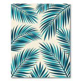 Blue and Teal Coastal Beach Teal Palm Leaf Coastal Area Rug