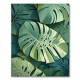 Lush Monstera Leaves Green Boho Chic Area Rug