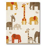 Whimsical Elephants Giraffes Birds Kids Area Rug