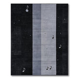 Modern Music Note Black Grey Stripe Area Rug