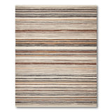 Beige Grey Horizontal Striped Woven Area Rug