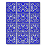 Blue and White Geometric Tile Area Rug