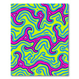 Abstract Psychedelic Neon Pink & Lime Green Washable Low Pile Area Rug