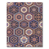 Purple Hexagonal Floral Tile Area Rug