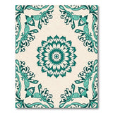 Teal Mandala Floral Area Rug with Birds