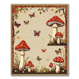 Whimsical Mushroom Meadow Area Rug with Butterflies
