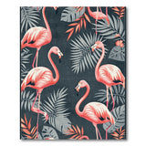 Pink Flamingo Monstera Leaf Area Rug