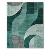 Teal Abstract Geometric Wave Area Rug