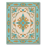 Teal Gold Ornate Floral Medallion Rug