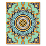 Teal Mandala Area Rug with Vibrant Orange Accents