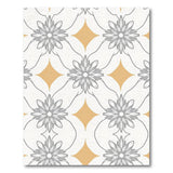 Grey Floral Trellis Rug with Gold Diamonds