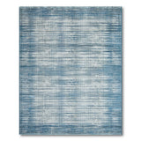 Teal Streak Abstract Area Rug with Fringe