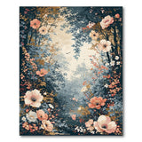 Misty Woodland Poppy Floral Area Rug