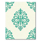 Blue and Teal Teal Damask Floral Area Rug