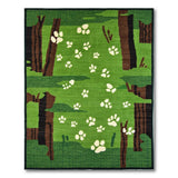 Green Woodland Paw Prints Area Rug