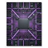 Purple Neon Circuit Board Area Rug