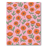 Vibrant Orange Daisies Pink Floral Area Rug