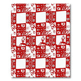 Festive Reindeer Snowflakes Red Patchwork Rug