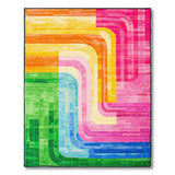 Multi-color and Patterns Vibrant Multi-Color Geometric Wave Area Rug