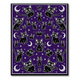 Purple Black Cat Moon Stars Area Rug