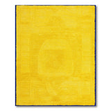Vibrant Yellow Geometric Plush Rug with Blue Border