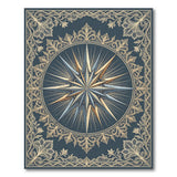 Ornate Navy Gold Starburst Area Rug